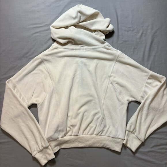 Altar'd State Women's Ivory Pullover Cropped Hoodie Size small Velour Velvet - Picture 6 of 6